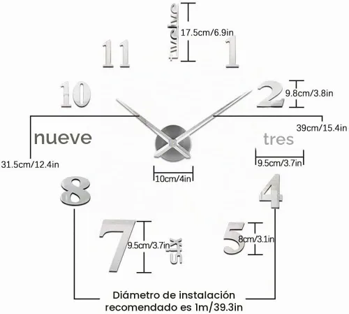 Vista 2 de LZYMSZ Reloj de pared de bricolaje moderno 3D con números de espejo, calcomanías para decoración de oficina en casa (negro)