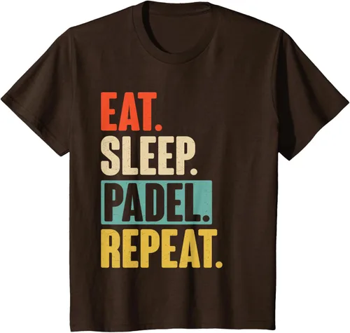 Vista 51 de Eat Sleep Padel Repeat - Camiseta de pádel retro vintage, Negro