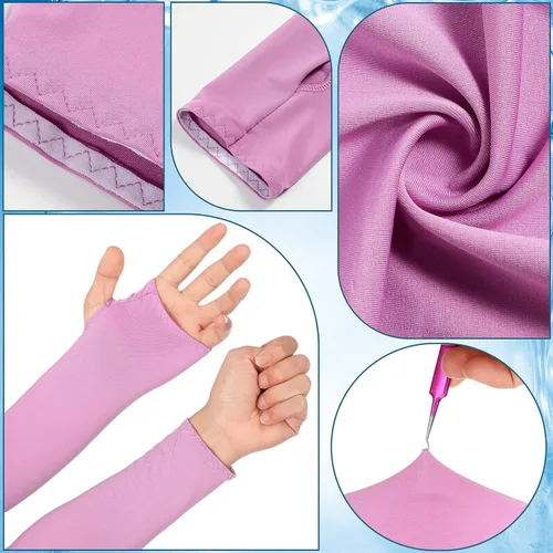 Vista 6 de Zhanmai 14 piezas para mujer chal de enfriamiento con agujero para los dedos chal de enfriamiento de golf chal de enfriamiento manga de brazo