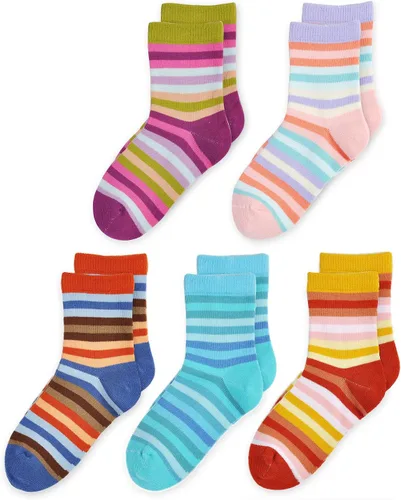 Vista 6 de EPEIUS Paquete de 5 calcetines sin costuras con rayas arcoíris para niños y niñas