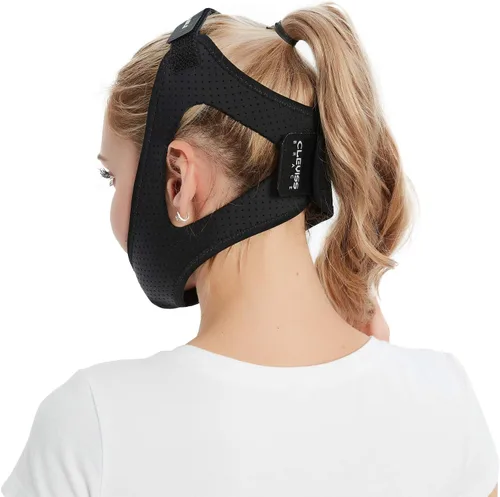Vista 6 de Correa de barbilla anti ronquidos para usuarios de CPAP (negro)