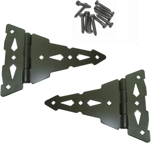 Vista 7 de Jake Sales Bisagras de puerta de madera con cierre automático, estilo T, moderna/rústica, metal negro, acabado con recubrimiento en polvo, 8 x 8.25
