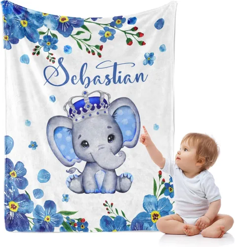 Vista 11 de J&SBGFT Manta de Bebé Personalizada para Niños - Manta con Nombre Personalizado para Niños Pequeños, Niños - Manta Decorativa de Guardería Cochecito