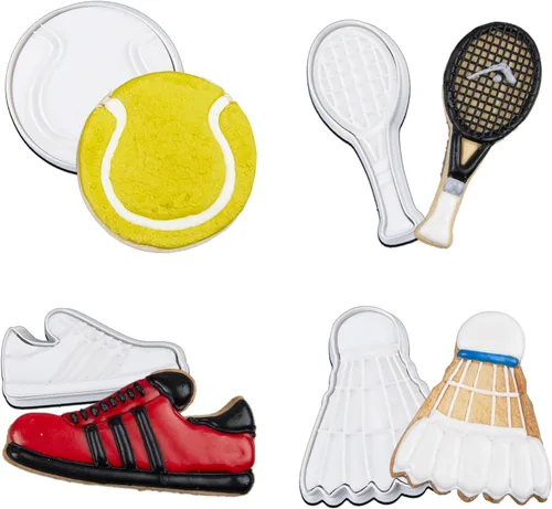Vista 23 de Mostop Cortador de galletas deportivo con sellos, juego de 3 piezas de cortador de galletas de fútbol, fútbol, casco, juego de fútbol, herramientas