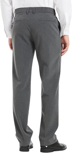 Vista 2 de Plaid&Plain Pantalones de vestir para hombre con cintura elástica y tela elástica de ajuste recto