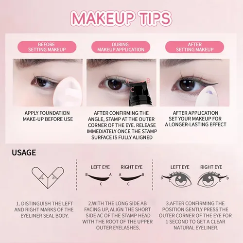 Vista 6 de Juego de 2 sellos de delineador de ojos de gel, 2025 nuevo lápiz de ojos plegable, doble extremo, impermeable, a prueba de manchas para Negro+marrón