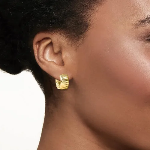 Vista 2 de Ross-Simons Aretes de aro con textura de oro amarillo italiano de 14 quilates, Oro, No es una piedra preciosa