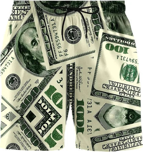 Vista 6 de BUGKHD American Dollar Money Graphic - Pantalones cortos de playa de verano para hombre