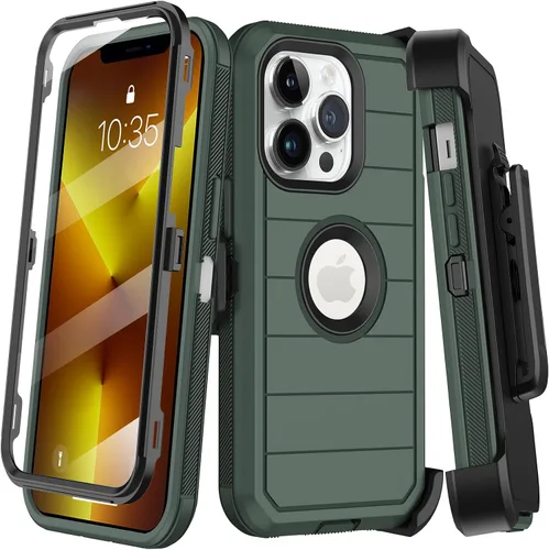 Vista 13 de KECAI Funda para iPhone 13 Mini con Protector de Pantalla Integrado, Funda con Clip para Cinturón, Resistente de Servicio Pesado a Prueba de Golpes