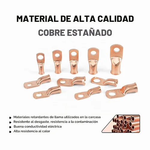 Vista 7 de 6 piezas 1/0 AWG - 1/2" (M12) Sanuke Terminales de anillo para cable de alambre con conectores de extremos resistentes para cable de batería, ojales