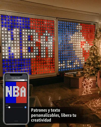 Vista 5 de 540 LED Luces de cortina dinámicas, luces de ventana de Navidad DIY con control remoto y aplicación inteligente, luces de cadena de cortina LED