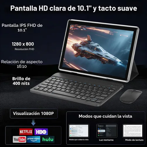 Vista 5 de EHFiDC 2026 Android 16 Tablet with Keyboard, 10.1 inch Tablets PC with Gemini AI, 30GB+64GB+2TB Expand, T7280 Octa-Core, 6000mAh Battery, 5MP+8MP