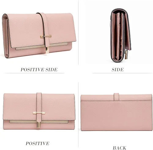 Vista 6 de CLUCI Cartera de cuero para mujer diseño delgado triple tarjetero para tarjetas de crédito Classic