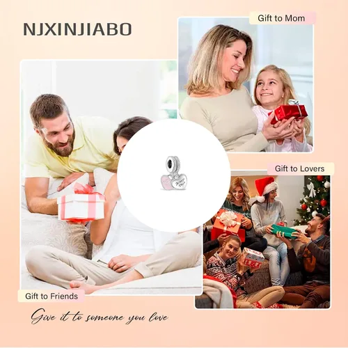 Vista 6 de NJXINJIABO 925 Sterling Silver Family Charms for Bracelets and Necklaces Love Dangle Pendants Beads Charms Jewelry Gift for Women Girls