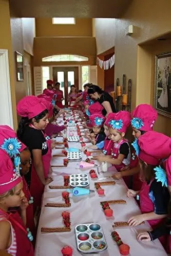 Vista 8 de Hot Pink - Juego de delantal y sombrero de chef de tela ultraligera, ajustable y suave