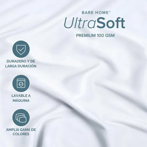 Vista 3 de Bare Home Juego de Sábana Bajera + Fundas de Almohada - Microfibra Ultra-Suave de Lujo 1800 - Doble Cepillado - Bolsillos Profundos - Ajuste Fácil