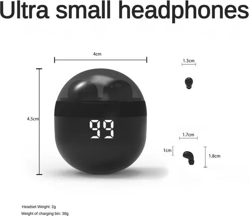 Vista 6 de SK18 Auriculares intrauditivos ultra pequeños inalámbricos invisibles más pequeños auriculares Bluetooth para dormir cómodos con micrófono y aptos