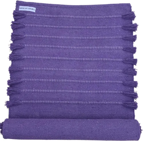 Vista 13 de Jaipur art & Rugs Estera de yoga de algodón orgánico - Alfombra tejida a mano ecológica - Antideslizante y gruesa (61x183x13mm) para fitness diario