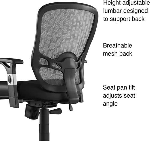 Vista 2 de STAPLES Silla de trabajo ergonómica, malla, negro, paquete de 2