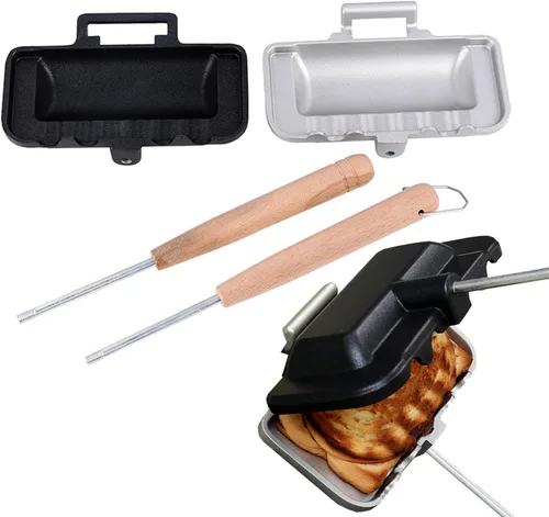 Vista 6 de Sartén para sándwich, disco de aluminio para hornear, sartén abatible adecuada para queso a la parrilla, panqueques, tortillas, perros calientes