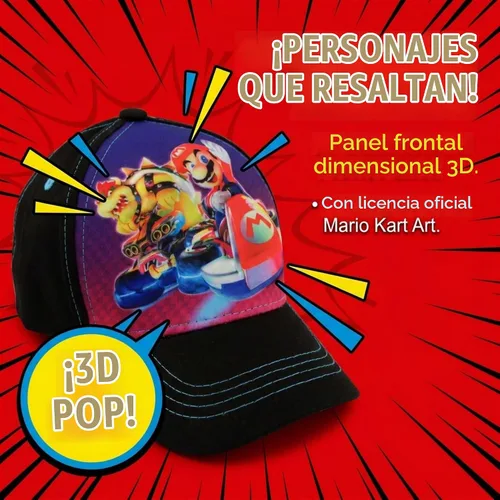Vista 3 de Nintendo Boys' Nintendo Boys' Baseball Cap Pop 3d negro