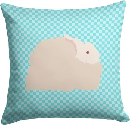 Vista 91 de Caroline's Treasures BB8163PW1414 Beltsville - Almohada decorativa de tela a cuadros pequeños, color blanco, pavo y gallina azul, lavable a máquina