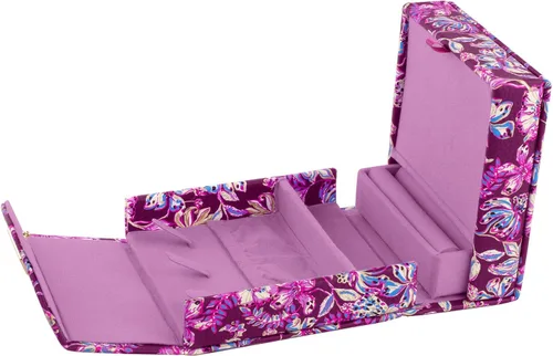 Vista 2 de Lilly Pulitzer Organizador de joyas de viaje, joyero de cuero vegano para mujer, bonito organizador de joyas para collares, anillos, pulseras, rollo