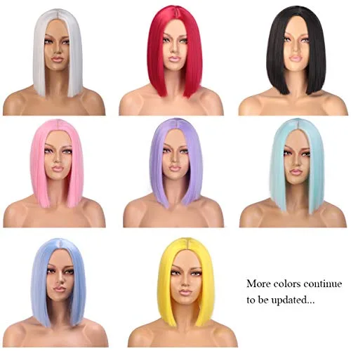 Vista 7 de Entranced Styles - Peluca colorida de cabello sintético liso, de raya en medio y longitud al hombro, para mujer, moderna