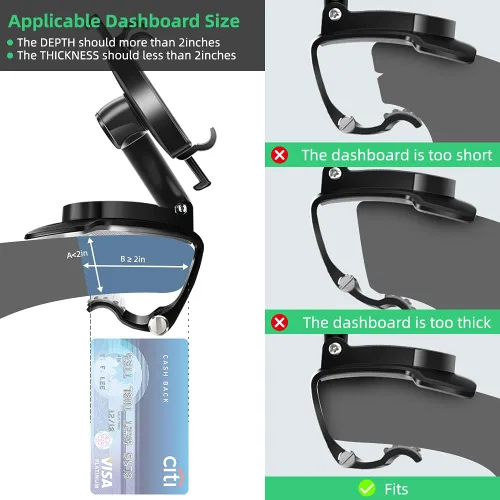 Vista 2 de FONKEN Soporte de teléfono para automóvil, rotación de 360 grados, soporte de clip para salpicadero, compatible con iPhone 11/12 Pro Max XS Max XR 8