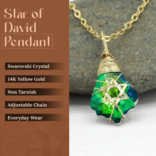 Vista 40 de Collar de estrella de David para mujeres y hombres, collar de estrella judía relleno de oro de 14 quilates, collar de Israel