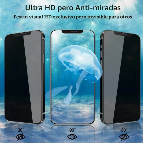 Vista 3 de Paquete de 2 protectores de pantalla de privacidad para iPhone 12 Pro Max, protector de pantalla de vidrio templado antiespía, sensible al tacto