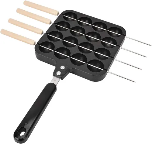Vista 8 de Takoyaki - Plato para parrilla, bandeja Takoyaki sólida antiadherente con 4 agujas de hornear para Takoyaki y panqueques redondos