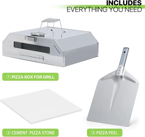 Vista 9 de Magshion Horno de pizza de 11 pulgadas para parrilla, horno de pizza superior con cáscara de pizza y piedra, máquina de pizza portátil al aire libre