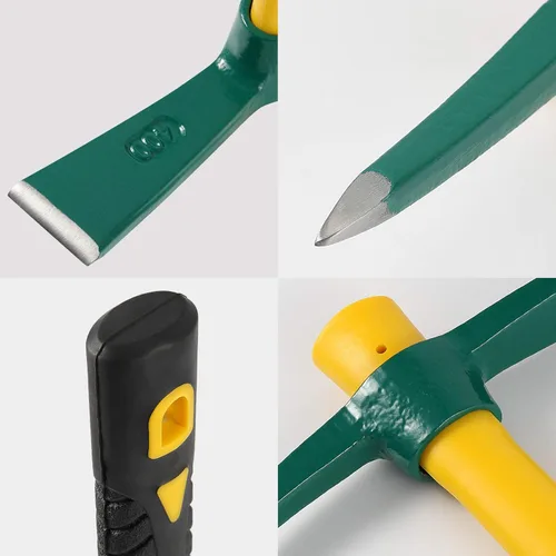 Vista 5 de KEILEOHO Azada de mattock de 15 pulgadas, hacha forjada para jardín con mango de goma, azada de mattock para jardinería, aflojar el suelo, acampar