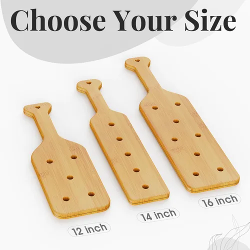 Vista 5 de Paleta de bambú de 12 pulgadas con agujeros, paleta de madera sin terminar, 1 paquete Tamaño: 12 x 4 x 0.6 pulgadas, bambú grueso con orificios