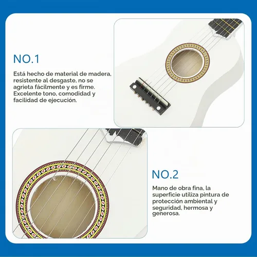 Vista 3 de Guitarra acústica para niños, instrumento de madera pequeño de 21 pulgadas
