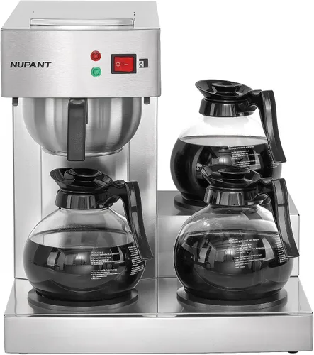 Vista 7 de NUPANT Cafetera Comercial de 12 Tazas, Cafetera Automática de Goteo con Relleno Automático y 3 Jarras de Vidrio, 3 Calentadores, Cafetera de Acero