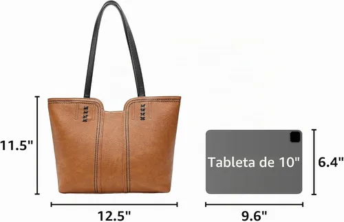 Vista 3 de Montana West Bolso Tote para Mujeres con Asa Superior Bolso de Mano Satchel Ámbar marrón