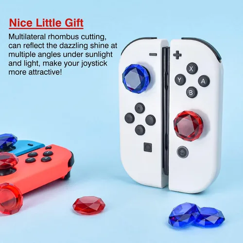 Vista 4 de DLseego Diamond 3D Thumb Grips Caps Compatible with Switch Switch Lite Switch OLED Joy Con Crystal Clear Console Joystick Cover 4PCS- Blue and