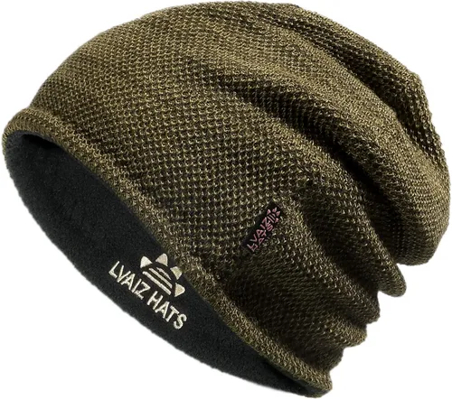 Vista 10 de Lvaiz Winter Beanie for Men Women Warm Fleece Lined Reversible Skull Cap Reversible Soft Warm Fleece Lining, Full Ear Coverage, 3D Hexagonal Crown