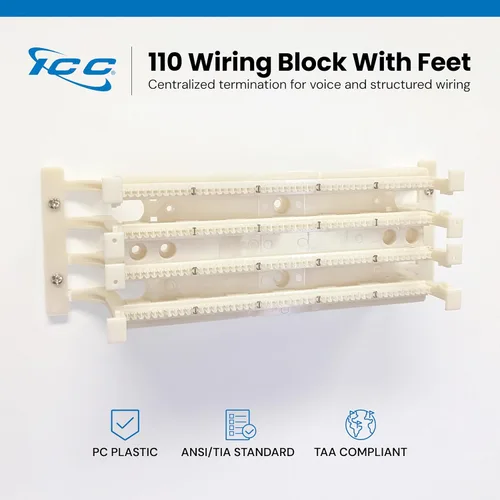 Vista 2 de ICC 110 pies de bloque de cableado para 100 pares de bloques de cableado 110, soportes de soporte de montaje en pared, 1 par
