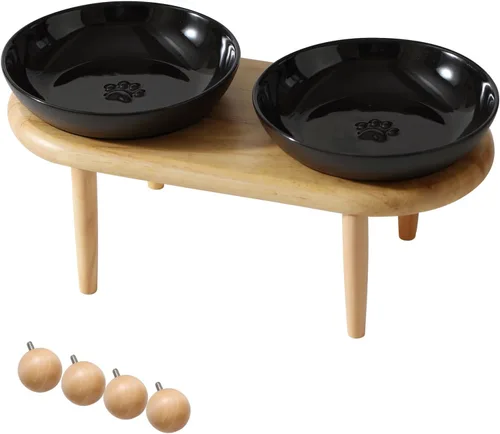 Vista 22 de Havniva Cuencos elevados para gatos, juego de cuencos de comida y agua para Latte Vintage