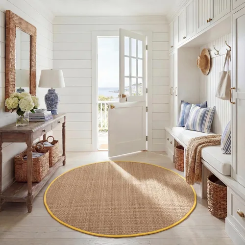 Vista 101 de SAFAVIEH Natural Fiber Collection NF114A - Alfombra de pasillo de hierba marina con patrón de tejido de cesta y borde, de 2 pies 6 pulgadas x 16