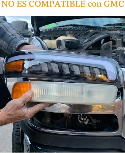Vista 8 de Faros delanteros LED para Chevy Silverado 2000-2006 Suburban Tahoe 1999 Naranja