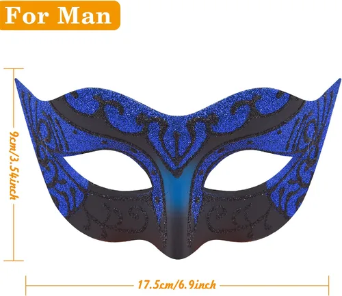 Vista 2 de SIQUK Juego de máscaras para parejas, máscara veneciana para disfraz de fiesta