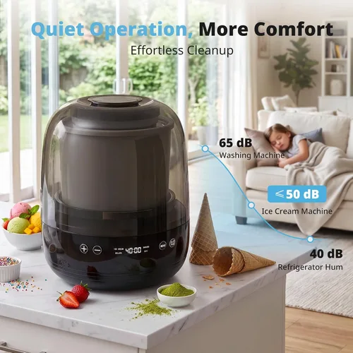 Vista 5 de AIRMSEN Máquina de helados, máquina de helado de 2.1 cuartos de galón con Negro