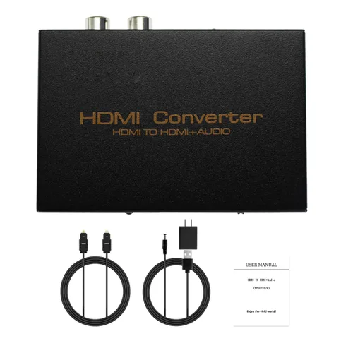 Vista 6 de Extractor de audio 1080P HDMI a HDMI + TOSLINK SPDIF óptico + RCA analógico L/R + conector estéreo de 0.138 in de audio y video convertidor