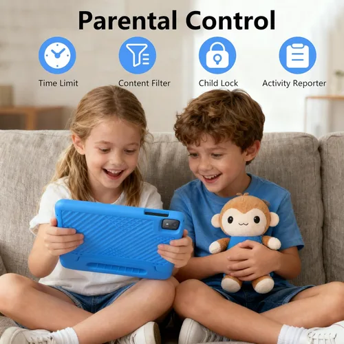 Vista 7 de NRKDUBQ Tablet infantil de 11 pulgadas Android 15 20GB + 128GB Octa-Core 8000mAh tableta Todder con funda a prueba de caídas, control parental, WiFi