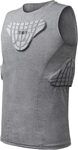 Vista 9 de TUOY Camisa acolchada sin mangas con protector de esternón en el pecho, protector de corazón, camisa protectora de compresión para fútbol, béisbol
