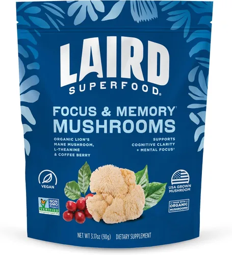 Vista 7 de Laird Superfood Mezcla orgánica de hongos Calm and Relax con Reishi, bálsamo de limón y Ashwagandha, bolsa de 3.17 onzas, paquete de 1